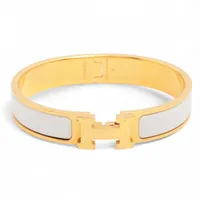 エルメス クリックHファン バングル GP×エナメル ホワイト×ゴールド