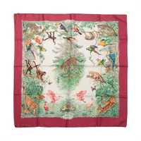 ☘️展示品 未使用☘️ HERMES　カレ90 カリブ鳥　ピンク エルメス カレ90 Caraibes カリブ鳥 スカーフ シルク ピンク