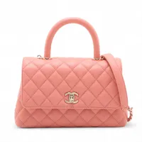 シャネル ココハンドル24 XS キャビアスキン 2WAYハンドバッグ ピンク