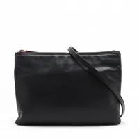 セリーヌ トリオ レザー ショルダーバッグ ブラック A2871884