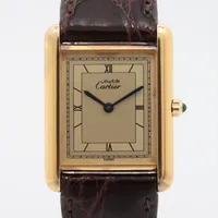 カルティエ マストタンク ヴェルメイユLM 925×社外革 手巻き