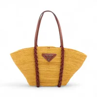 ロエベ スクエアバスケット スモール ラフィア×レザー カゴ