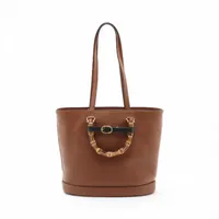 46843★年 グッチ ハンドバッグ ダイアナ ブラウン レザー×バンブー グッチ ダイアナ〕スモール ショルダーバッグ ・ブラウン レザー