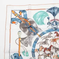 HERMESエルメス　カレ90　スカーフ　CAVAL CADES 騎馬行進 HERMES エルメス スカーフ カレ90 CAVAL CADES 騎馬行進 ブラン