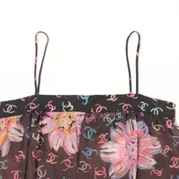 Chanel Coco Button 24 years Silk Camisole 38 Ladies' Black