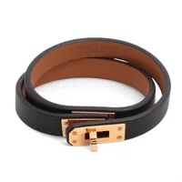 希少　エルメス　ケリー　レザー　バングル　四角R刻印　2014年　ブラウン 希少 エルメス ケリー レザー バングル 四角R刻印 2014年