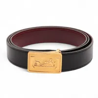 エルメス コリエドシアン □Q ベルト 85 レザー ブラック