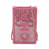 シャネル カメリア ツイード×レザー チェーンショルダーバッグ