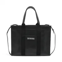 ラプレシア新品 バレンシアガ パニエXS ラフィア×レザー カゴバッグ ブラック