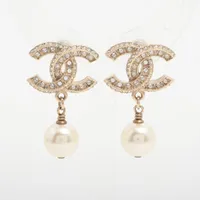 chanel ココマーク ピアス 両耳 フェイクパール ヴィンテージ CHANEL シャネル ココマーク ピアス フェイクパール