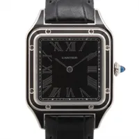カルティエ サントスデュモンLM WSSA0046 SS SS×革 手巻き 黒文字盤