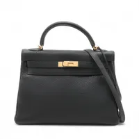 ケリー エルメス ケリーポケットコンパクト ブラック/パラジウム金具 ヴォー