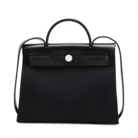 エルメス エールバッグジップPM トワルミリタリーxレザー ブラック シルバー金具 D:2019年