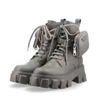 プラダ Re Nylon リ ナイロン レザー ショートブーツ 36 レディース