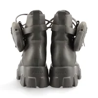 プラダ Re Nylon リ ナイロン レザー ショートブーツ 36 レディース