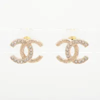 シャネル ココマーク B25P ピアス(両耳用) GP×ラインストーン ゴールド