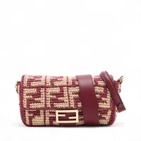 フェンディ ズッキーノ PVC×レザー チェーンショルダーバッグ グレー