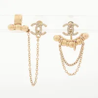 シャネル I22C ココマーク ピアス アシンメトリー チェーン ゴールド シャネル ココマーク I22C ピアス(両耳用) GP×ラインストーン ゴールド