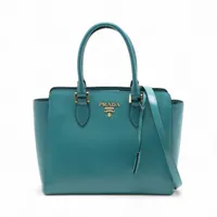 プラダ サフィアーノヴェルニック レザー 2WAYハンドバッグ グリーン