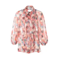 シャネル ココマーク 17年 シルク シャツ 36 レディース レッド