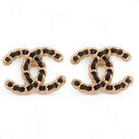 シャネル ココマーク B24K ピアス(両耳用) GP×レザー ゴールド