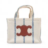 セリーヌ マカダム キャンバス×レザー ハンドバッグ ブラック