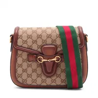 グッチ GGキャンバス ホースビット キャンバスxレザー ショルダー