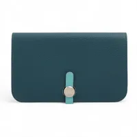 エルメス ベアン オーストリッチ 財布 ブルー ゴールド金具 □A:1997年