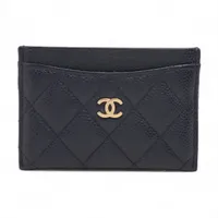 MA　超レアアイテム　シャネル　ケース　ヴィンテージ キャビアスキン シャネル マトラッセ キャビアスキン カードケース ネイビー