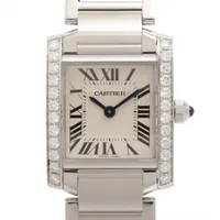 カルティエ タンクフランセーズ YG×革 QZ 白文字盤 A2634887｜中古