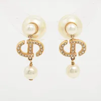 極美品✨ディオール ピアス パール ラインストーン ゴールド Christian Dior クリスチャンディオール J'ADIOR パール ライン