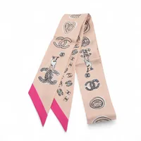 シャネル シルクスカーフ 　アイボリー シャネル CHANEL スカーフ シルク 白 ホワイト ココマーク 88cm