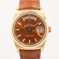 たーぴー ロレックス 1908 52506 PT PT×革 AT アイスブルー文字盤