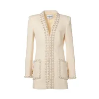 シャネル ライオン 21年 ツイード ジャケット 36 レディース ネイビー