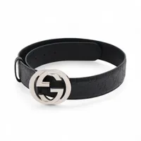 【未使用】グッチ　ベルト　411924　インターロッキング　グッチシマ　黒 GUCCI グッチ ベルト GGレザー グッチシマ インターロッキングG