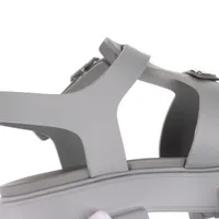 J7120 新品 プラダ モノリス ラバーサンダル グルカサンダル グレー 9 プラダ モノリス ラバー サンダル 9 メンズ グレー トライアングルロゴ