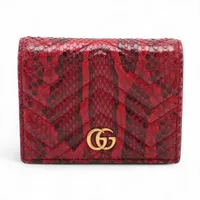 グッチ GGマーモント 456126 レザー×パイソン 財布 グリーン