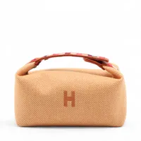 エルメス ブリッド ア ブラックPM キャンバス オレンジ シルバー金具