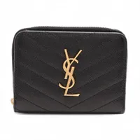 サンローランパリ　長財布　リヴゴーシュ　YSLチャーム　ロゴ金具　レザー　濃紺 サンローランパリ 長財布 リヴゴーシュ YSLチャーム ロゴ金具