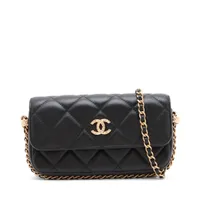 シャネル トレンディCC ラムスキン チェーンウォレット ブラック