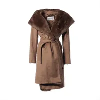 フェラガモ カシミヤ×シルク コート 38 レディース ベージュ ベルト付