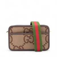 グッチ シェリーライン キャンバス×レザー ショルダーバッグ