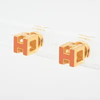 HERMESミニポップh ピアス　マロングラッセ×ピンクゴールド エルメス ミニポップアッシュH ピアス(両耳用) GP ピンク