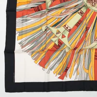 HERMES シルクスカーフ\"砂漠の革飾り\" エルメス カレ90 CUIRS DU DESERT 砂漠の革飾り スカーフ シルク