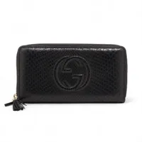 グッチ　ケース　ラウンドジップ　マイクロシマ　レザー　ネイビー GUCCI グッチ マイクログッチシマ ラウンド ファスナー長財布