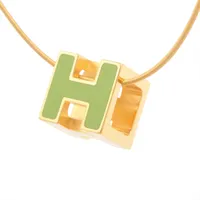 エルメス ミニポップアッシュH ネックレス GP ゴールド×ブルー