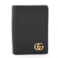 極美品 グッチ ケース パース GGマーモント レザー ブラック グッチ GGマーモント 435305 レザー キーケース ブラック