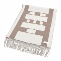 エルメス マフラー カシミヤ ベージュ×ホワイト コンクール A3983636