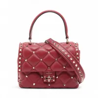 m97【美品】ヴァレンティノ　ロックスタッズ　レザー　2way ショルダーバッグ ヴァレンティノ ロックスタッズ レザー 2WAYショルダーバッグ