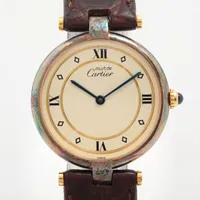 カルティエ マストタンク ヴェルメイユLM 925×社外革 手巻き